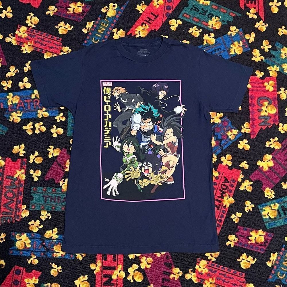 My Hero Academia Character Collage Navy Blue Graphic Tee Shirt / Size S